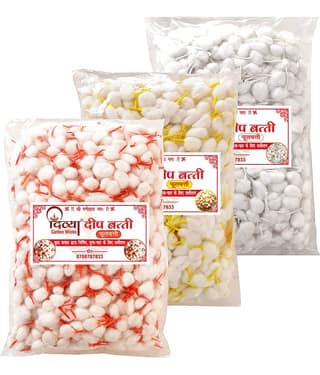 Divya Cotton Wicks Round Cotton Wicks 400-600 Pieces ( Pack of 3 )
