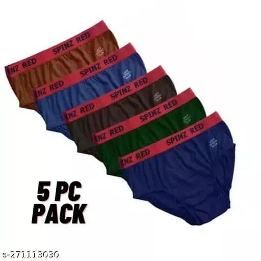 5 PC PACK COMBO'S|COTTON RICH|MENS BRIEFS|OUTER ELASTIC|SUPER SOFT|