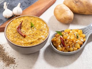 Rasam rice + potato fry