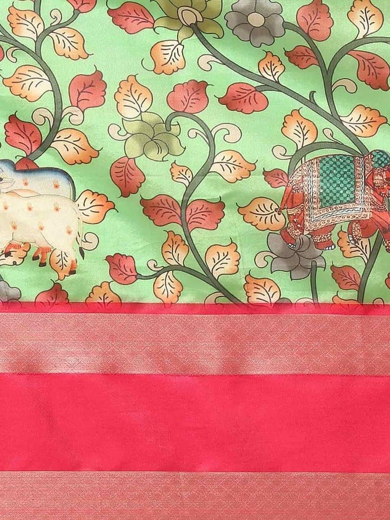 Women's Kalamkari Print with Regal Weave Silk Saree With Unstiched Blouse Piece view 4