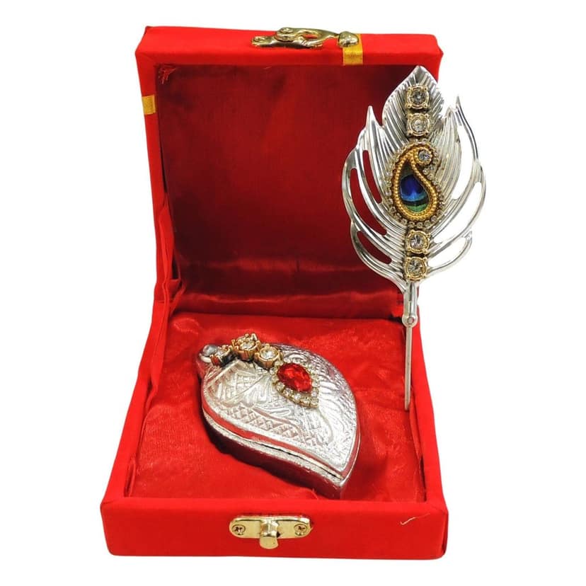 Aluminium Tilak Dani | Diwali Decorative Gifting Item, Height : 2.5 Inch (ATMAS080 B) view 2