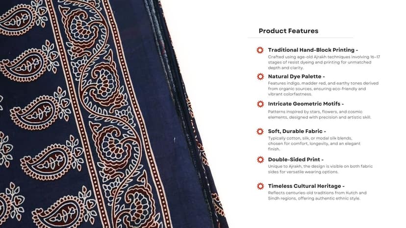 Ajrakh Cotton Saree view 3