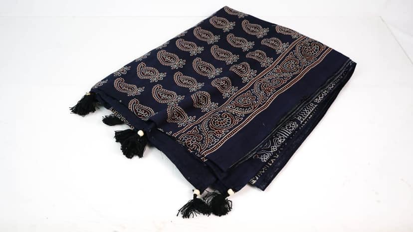 Ajrakh Cotton Saree view 4