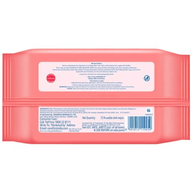 Johnson's Baby Skin Care Wipes 72 pcs view 2