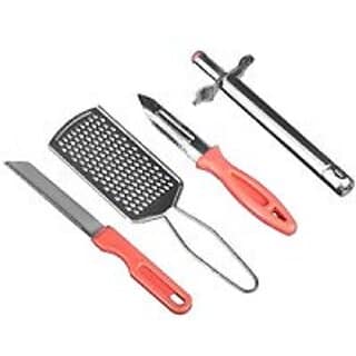 4 in 1 Combo Gas Lighter, Vegetable Knife, Peeler, Grater Stainless Steel