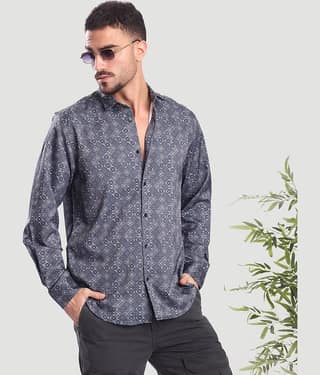 IVOC Lycra Regular Fit Printed Full Sleeves Men's Casual Shirt - Olive ( Pack of 1 )