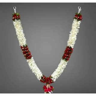 SHREE BALAJI ENTERPRISES Handmade Mala for Photo Frames and God Idols, Garland for Photos of Loved Ones, Traditional Mala for Ancestors and Pitra, Pooja Room | Piece of 1 | Color-White | 50inch
