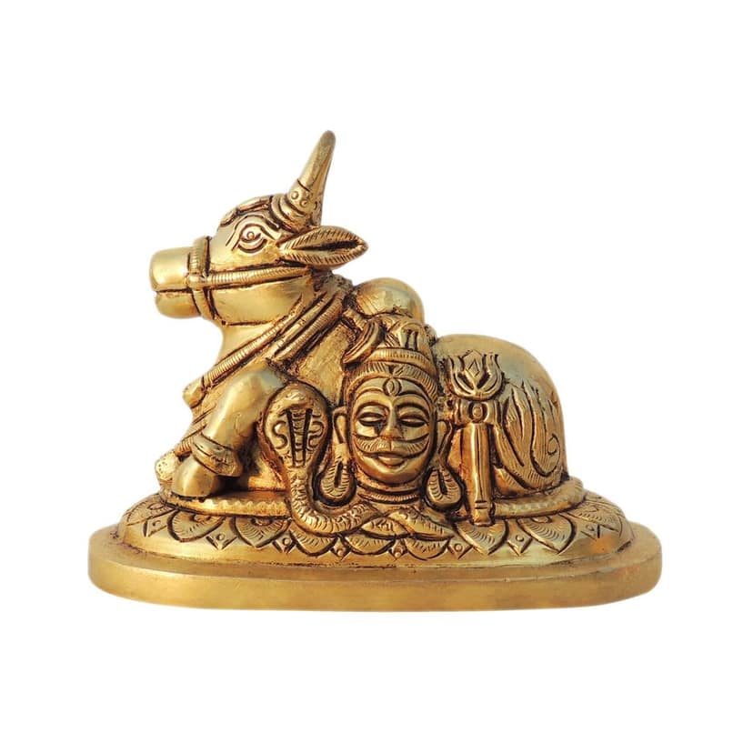 Brass Showpiece Nandi God Idol Statue - Sacred Temple Decoration, Height : 4 Inch (BSMAS1605 D) view 2
