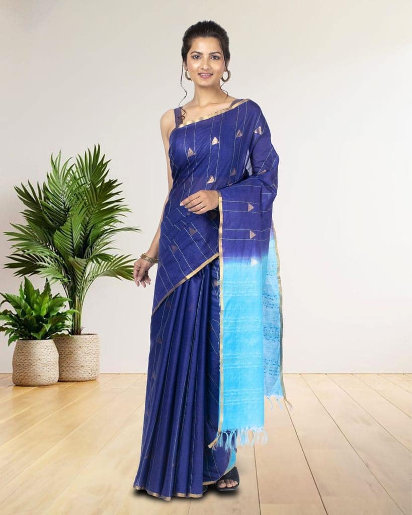 Kota Silk Saree Liberty Blue Color Weaving Triangle with running blouse-9668 view 2