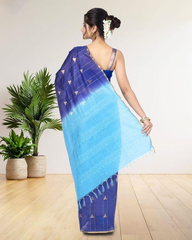 Kota Silk Saree Liberty Blue Color Weaving Triangle with running blouse-9668 view 5
