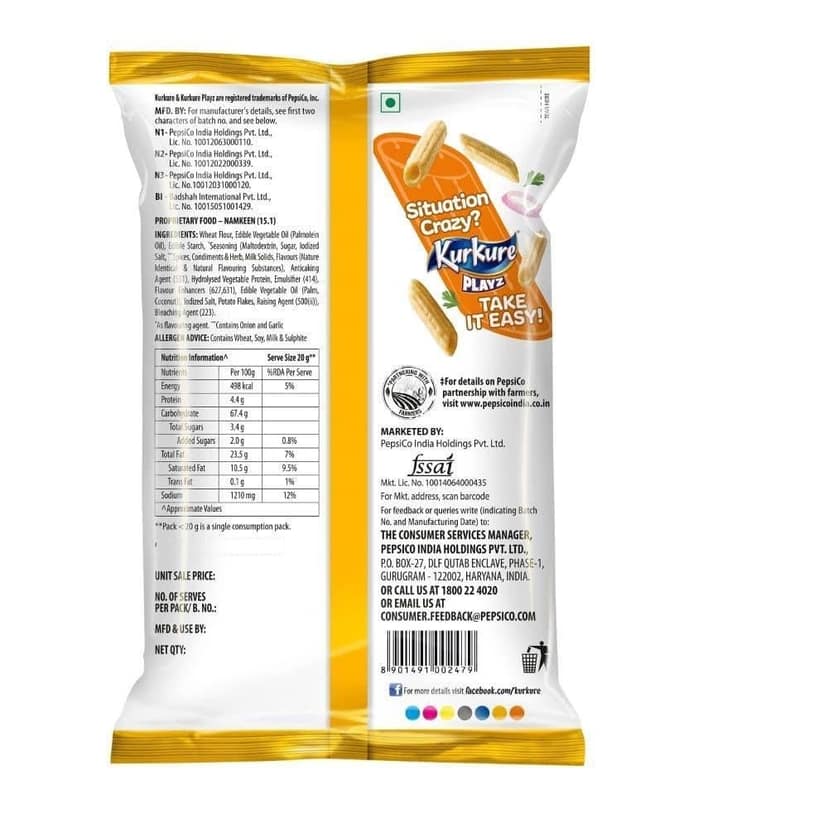 Kurkure Playz Pastax Masala Puffs, 55G Pouch view 2