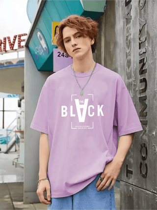 SCOTT FINCHER Men's Lavender Casual T-Shirt with "The Black" Graphic Printed T-shirt : AA(ARN)LAVANDER_01