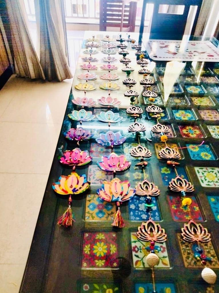 Sustainable Lotus Wall Hanging – 6 ft view 2