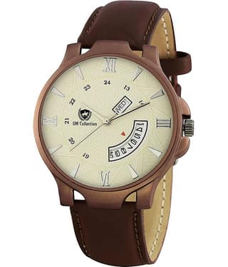 Om Collection SKT009 Leather Analog Men's Watch