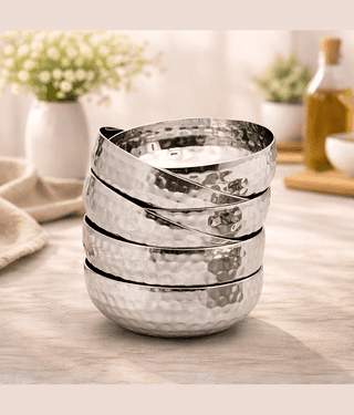STEEPLE 6 Pcs Stainless Steel Silver Half Plate