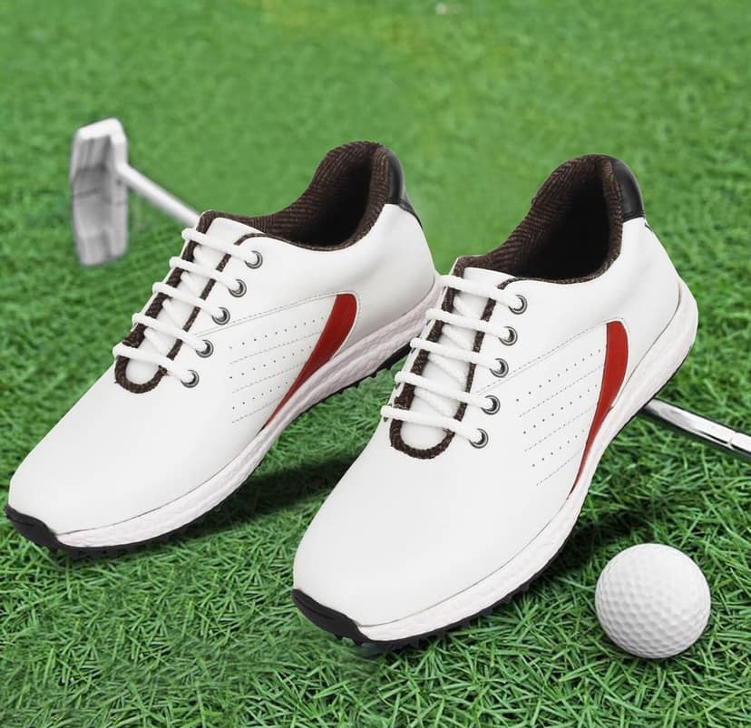 HITCARO Men Genuine Leather Lace-up Professional 100% Waterproof Premium Gold Golf Shoes view 2