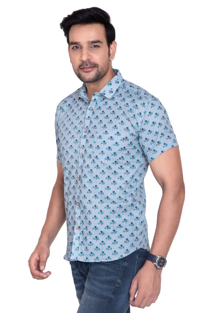 Blue Lotus Sanganeri Printed Cotton Shirt view 3