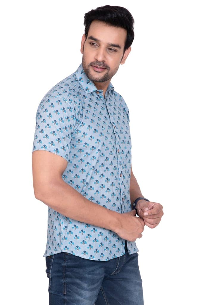 Blue Lotus Sanganeri Printed Cotton Shirt view 4