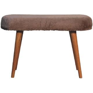 Mocha Faux Fur Fabric Bench