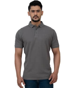 Cotstyle Pack of 1 Cotton Blend Regular Fit Solid Half Sleeves Men's Polo T Shirt ( Grey )
