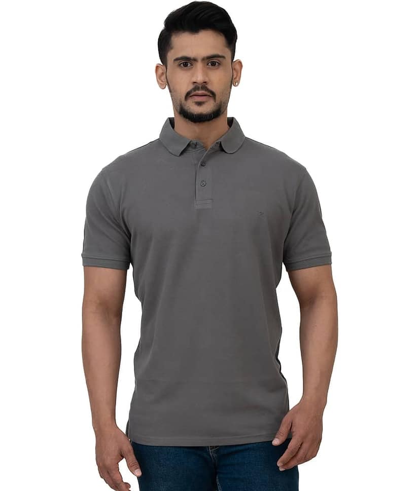 Cotstyle Pack of 1 Cotton Blend Regular Fit Solid Half Sleeves Men's Polo T Shirt ( Grey )