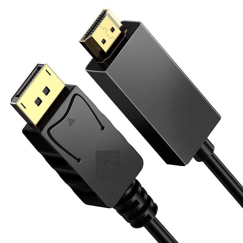 DisplayPort (M) to HDMI (M) Cable (4K*2K), 1080P ,Gold-Plated Converter Cable for HDTV, Smart-TV, Projector, Laptop, Desktop, HD-Monitor, Gaming Device (1.5m)