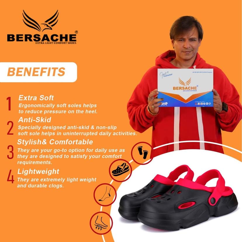Bersache Extra Soft Classic Casual with Back Strap Regular wear with Ultra Soft & Flexibility Technology Clog for Men's view 2