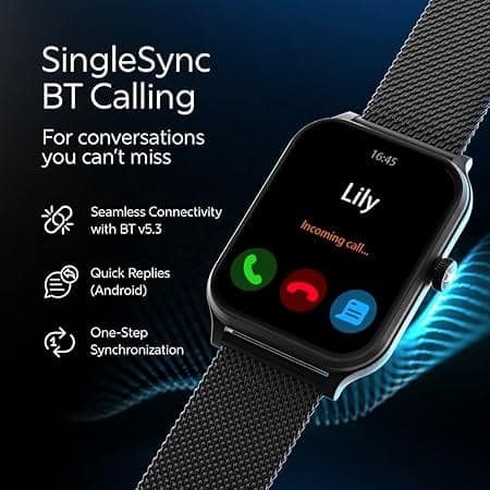 Fastrack New Limitless Classic|Large 1.91" Super UltraVU Display | Functional Crown | Highest 320x385 Pixel Resolution | SingleSync BT Calling (Black Mesh) view 3