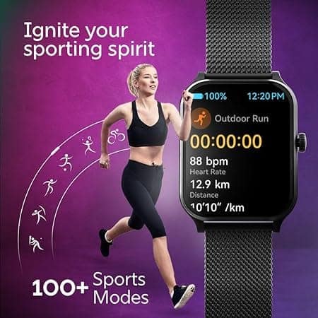 Fastrack New Limitless Classic|Large 1.91" Super UltraVU Display | Functional Crown | Highest 320x385 Pixel Resolution | SingleSync BT Calling (Black Mesh) view 5