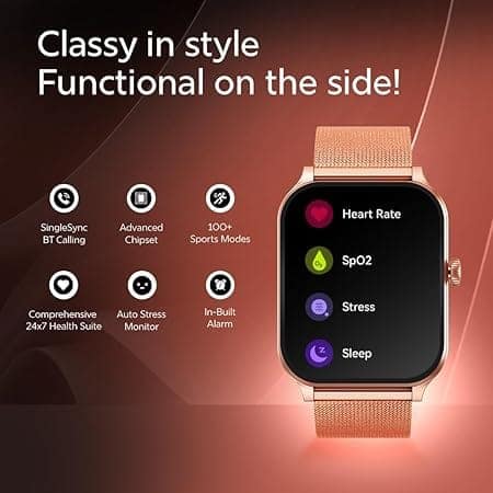 Fastrack New Limitless Classic|Large 1.91" Super UltraVU Display | Functional Crown | Highest 320x385 Pixel Resolution | SingleSync BT Calling (Black Mesh) view 7
