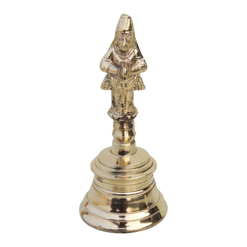 Brass Pooja Hand Bell, Hanuman Ghanti, Height : 5 Inch (FMAS677 E) view 2