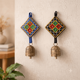 Decorative Cloth Bells with Mirror Work Set of 2