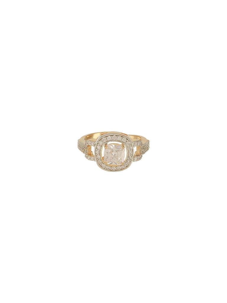 Gold Plated Princess Cut Zircon Studded Link Minimal Adjustable Propose Engagement Finger Ring view 6
