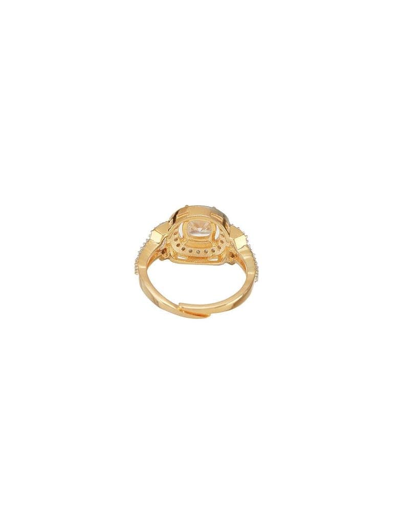 Gold Plated Princess Cut Zircon Studded Link Minimal Adjustable Propose Engagement Finger Ring view 7