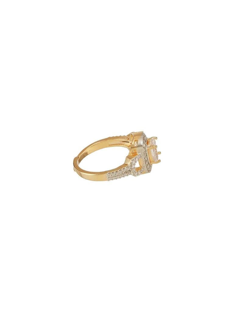Gold Plated Princess Cut Zircon Studded Link Minimal Adjustable Propose Engagement Finger Ring view 8