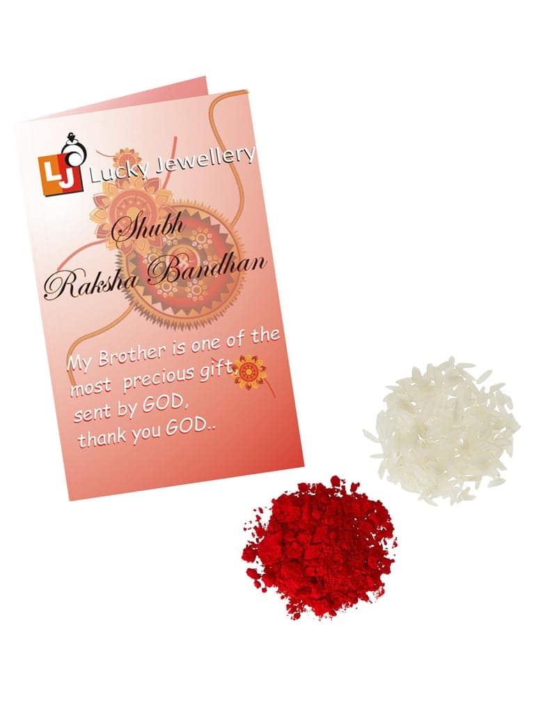 Lucky Jewellery Designer Multi Color Pearl Rakhi - Rakshabandhan Rakhee Bracelet for Brother/Bhaiya/Bhai/Bhabhi - Pack of 2 (96-JPR1-1993-MT-S-2) view 6