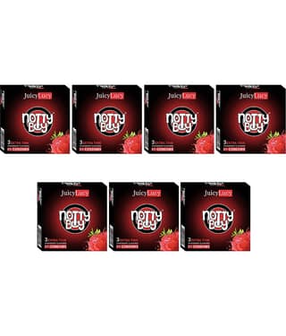 NottyBoy Juicy Strawberry Flavoured Condoms - Set of 7, 21 Pcs