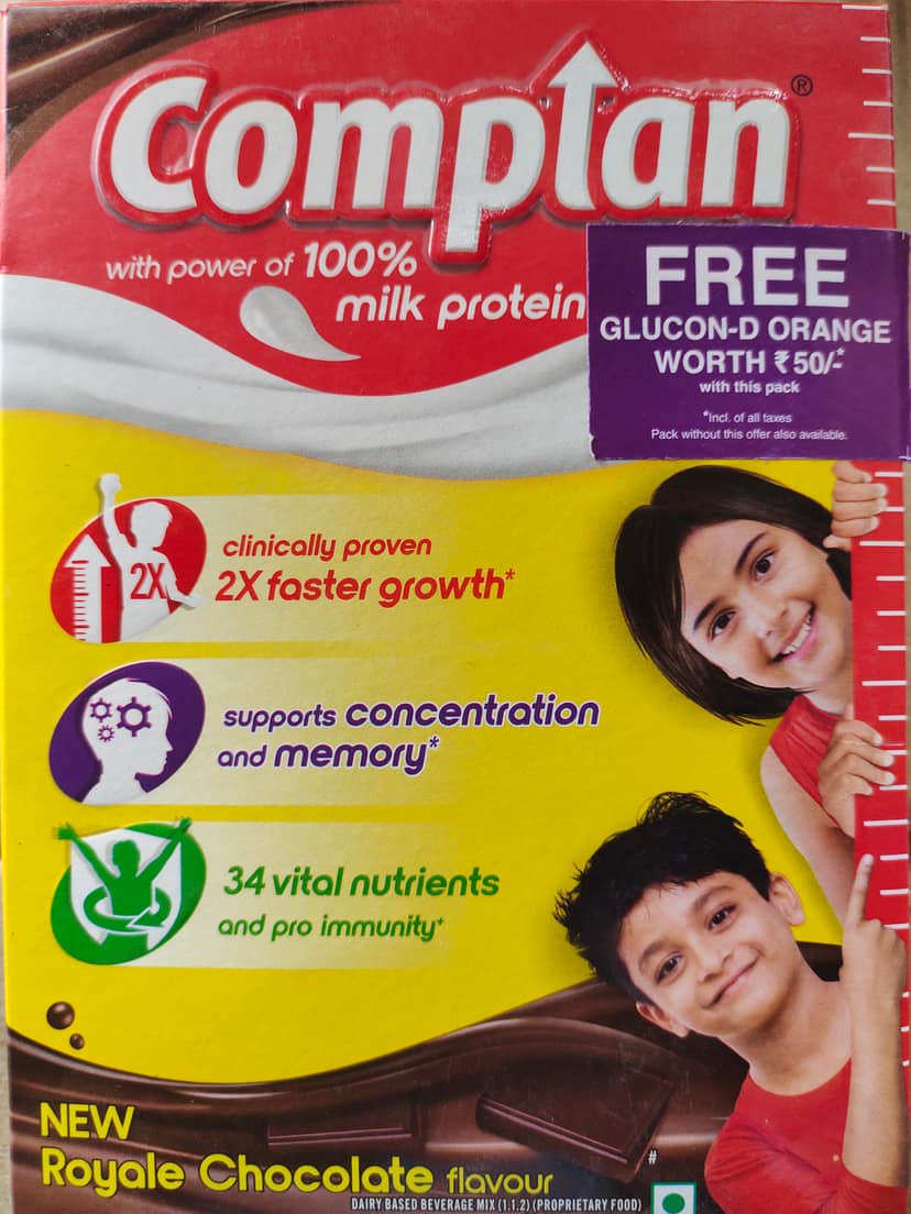 Complan Nutrition & Health Drink - Improves Concentration & Memory, Royale Chocolate Flavour, Carton