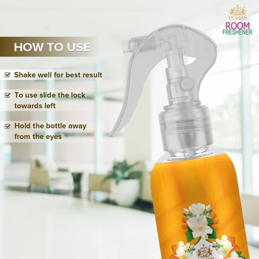 ST.JOHN Room Freshener Jasmine & Sandalwood | Water Based Natural Fragrance | Upto 100 Sprays - 250 ML view 2