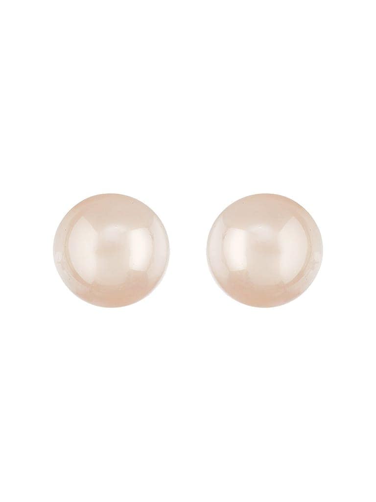 Anti-Tarnish Rose Toned Round Button Pearl Of 20mm Studds Earrings view 6