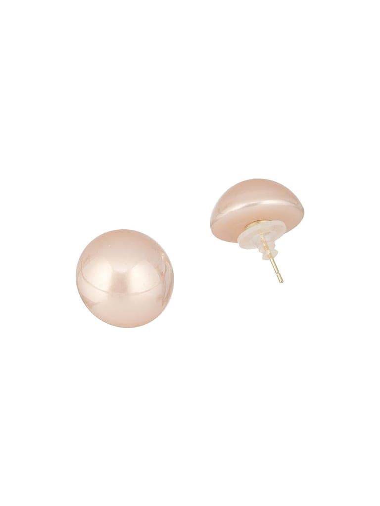 Anti-Tarnish Rose Toned Round Button Pearl Of 20mm Studds Earrings view 7