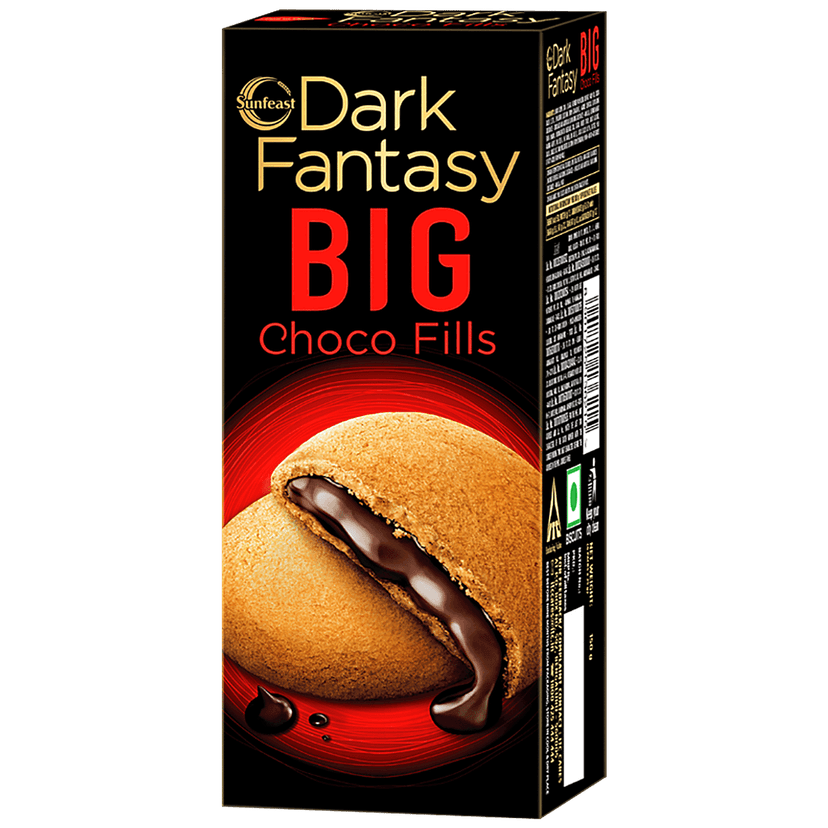 Sunfeast Dark Fantasy - Big Choco Fills, Original Filled Cookies With Choco Creme, 150 G Carton view 2