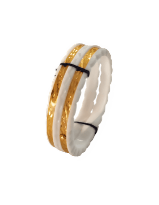 Purabi Jewels Original Shakha Badhano Bandhani with Gold Plating for Women Yellow Gold Pola Bangles/Gold Handmade Chudi/Wedding Chooda for Women (Set of 2pcs, 6mm Broad) - White
