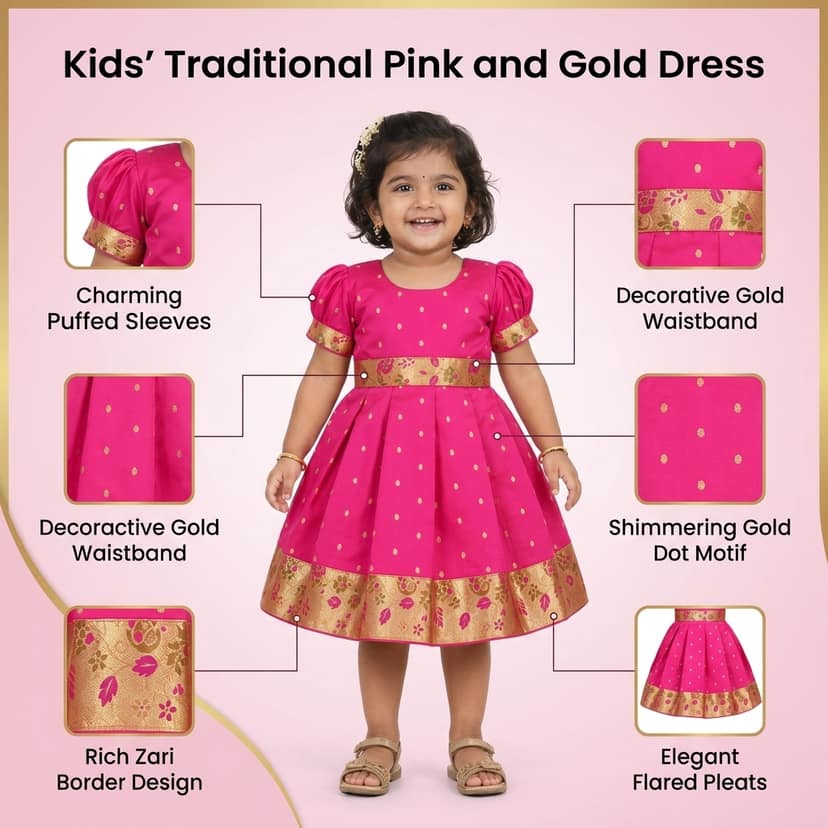 luster Frock taffata-Paithani Age (0 to 5) (18-24 Months, Peach) view 4