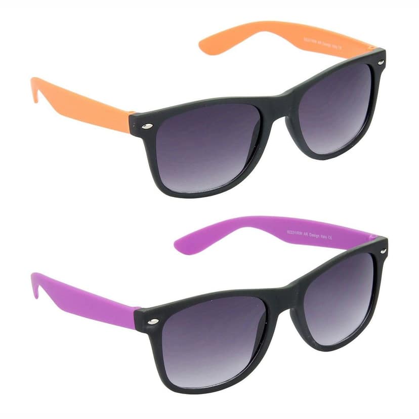 HRINKAR Men Women Boys & Girls Pilot & Rectangular Sunglasses Brown & Violet Frame, Brown & Grey Lens (Medium) Pack of - 2