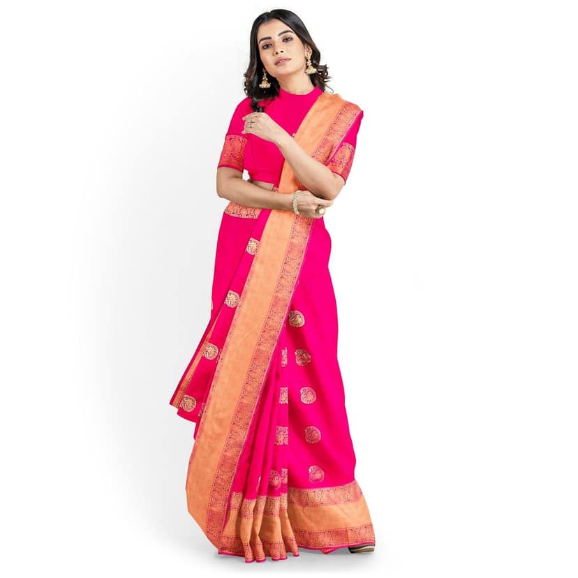 Pink Color Beautiful Mango Butta Saree with Unstitched Blouse view 2