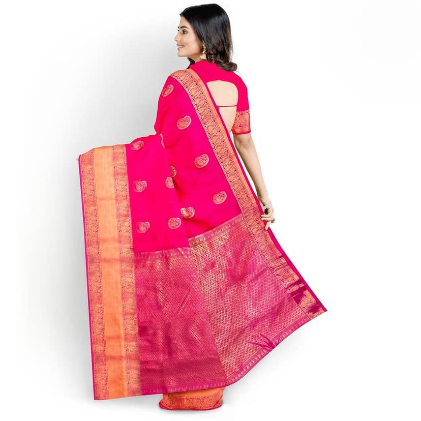 Pink Color Beautiful Mango Butta Saree with Unstitched Blouse view 3