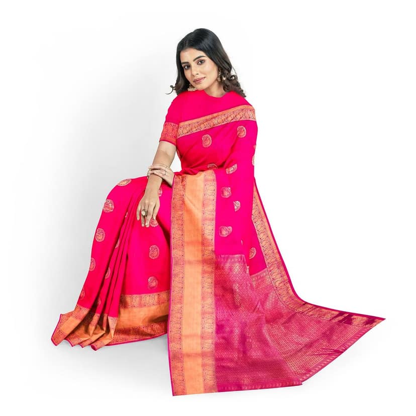 Pink Color Beautiful Mango Butta Saree with Unstitched Blouse view 4