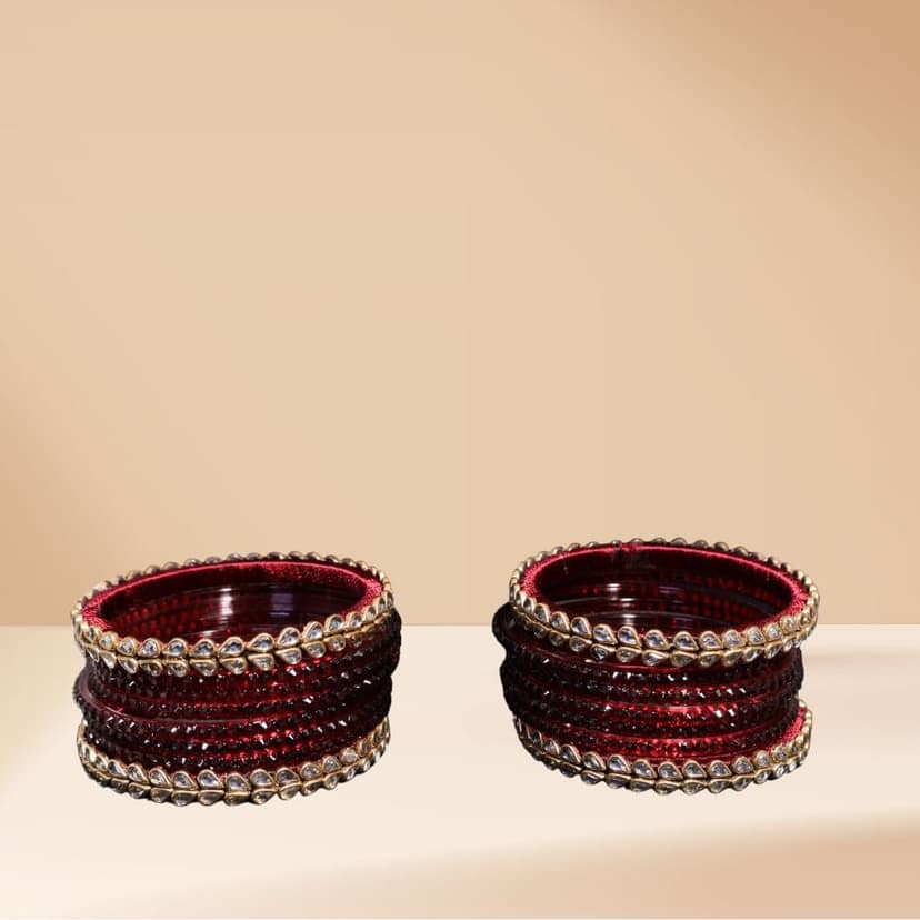 Kundan-Studded Bridal Bangle Set view 2