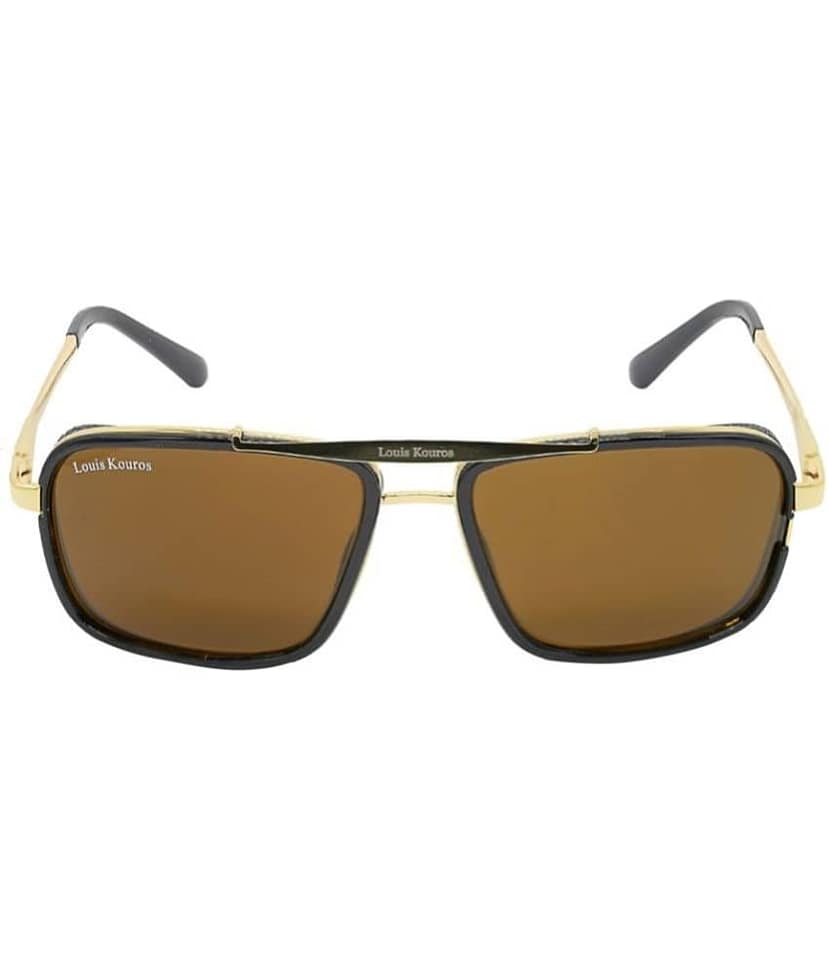LOUIS KOUROS Gold Rectangular Sunglasses ( Pack of 1 ) view 2